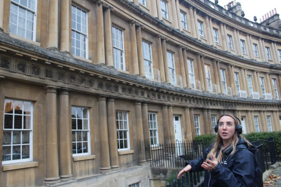 Bath: Bridgerton Filming Locations Walking Tour with Music - Featherington house and the Modiste Dress Shop