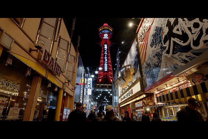 Osaka Cinematic Film experience Video + Photo (ONLY ONE BOOKING) - Shinsekai after dark, with neon and street life